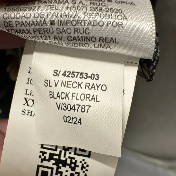 Old Navy Maxi Dress Black Floral V-Neck Coastal Tropical Resort Womens XXL NEW - Picture 10 of 13